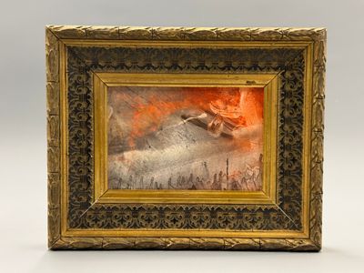 an image of a painting of a sheep in a gold frame