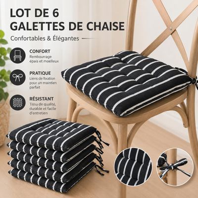 Lot de 6 chaises noires et blanches