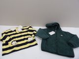 pair of green and yellow striped sweaters and a green and black striped jacket