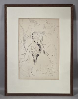 an image of a drawing of a woman sitting in a chair
