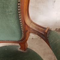 Paire de fauteuils en acajou, garnis de velours vert - Style… (photo 6)