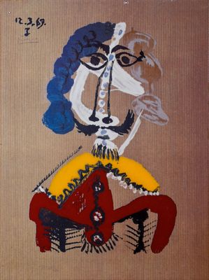 une image représentant un tableau d'un homme portant un chapeau et des lunettes