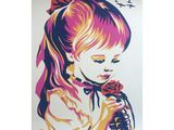 an image of a poster of a little girl holding a flower