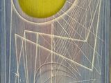 an image of a painting of a yellow circle on a blue background