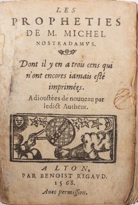 an old book with a picture of a man and a woman on it