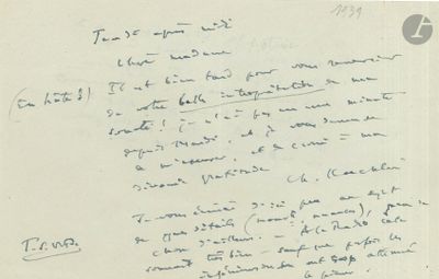 Charles KOECHLIN (1867-1950). L.A.S., Jeudi après-midi [16ja…