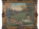 an image of a painting of a man and a woman in a field
