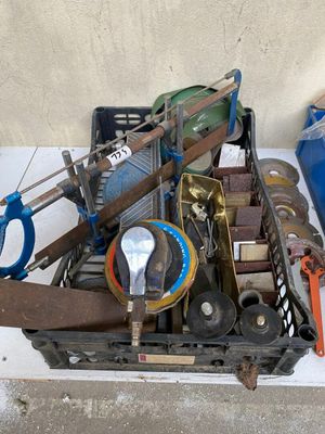 a box full of assorted items on a table