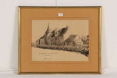 dessin représentant une église avec un clocher et un clocher sur le toit