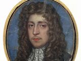 portrait d'un homme aux longs cheveux bouclés, dans un cadre doré