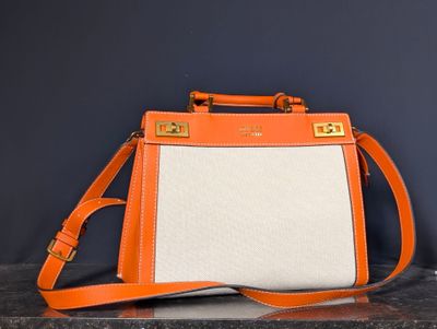 coach orange and white leather cross body bag