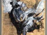 le dessin d'un homme à cheval sur une feuille de papier
