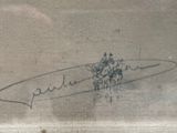 a drawing of a man on a surfboard on the sidewalk