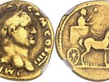 a gold coin with an image of a man on a horse