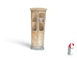 a tall wooden cabinet with a glass door on it
