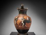 an image of a vase with a horse and rider on it