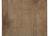 an old wooden door with a metal handle on a white background