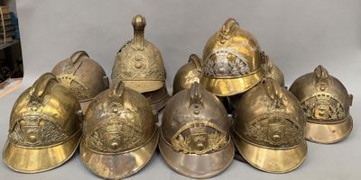 FRANCE. Lot de 11 casques de pompier XIXème.