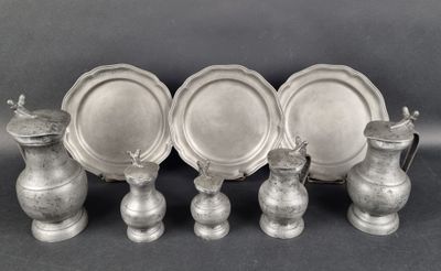 four silver plated vases and two silver plated pitchers