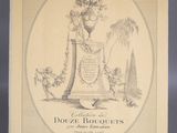 an old drawing of a bell with flowers in it