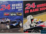 two books on a table with a picture of a race car