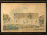 an image of a painting of a church on a hill