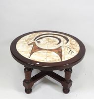Table basse circulaire en bois, piètement tourné, réuni par … (photo 2)