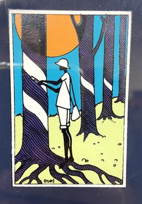 a picture of a picture of a man standing in the woods