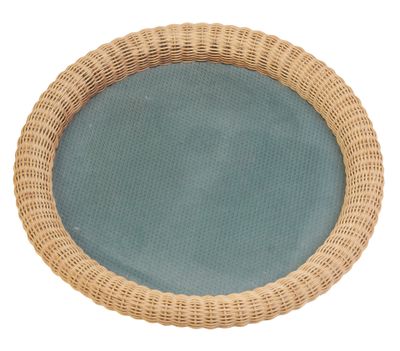 Plateau en rotin. Vers 1960. H : 4 cm ; D : 40 cm