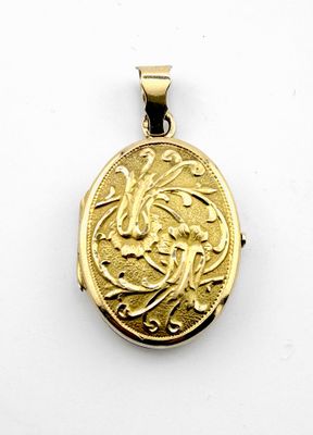 MEDAILLON porte photo ovale, en or jaune guilloché 750 mil. Poids brut - Photo 1