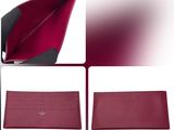 two photos of a red leather wallet with a card holder