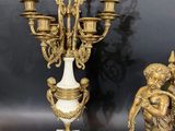 pair of antique bronze and marble candelabs on marble bases