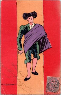une image représentant le dessin d'une femme portant un châle violet