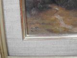 a picture of a painting of a dirt road through a window