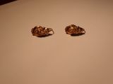 une paire de boucles d'oreilles plaquées or sur un fond blanc