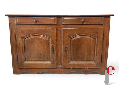 an image of a wooden sideboard with two doors and a drawer
