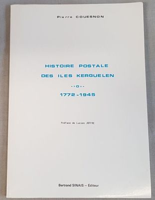 the cover of a book with blue writing on it on a table