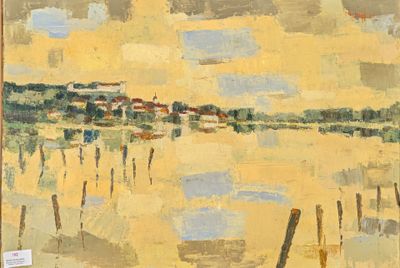 une peinture représentant une peinture d'un champ jaune