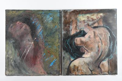 Deux tableaux représentant une femme et un homme sont représentés sur la même image.