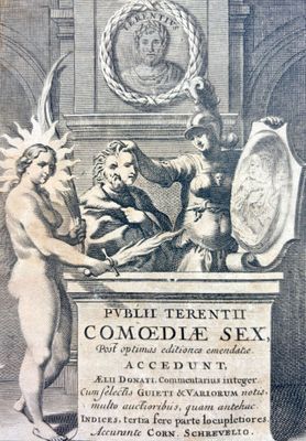 une vieille gravure représentant un homme et une femme devant un miroir