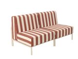 a red and white striped couch on a white background
