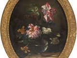an image of a painting of flowers in a vase on a table