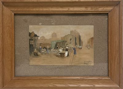 une photo d'une photo représentant une scène de rue avec des gens