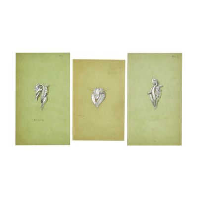 three drawings of a bird and a heart on a green background