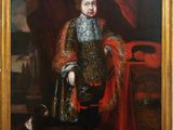 portrait of a boy with a dog by person