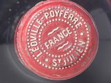 a close up of a wine bottle with a label on it