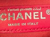 chanel red leather tote bag with gold hardware