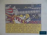 a poster on the wall of a building that has graffiti on it