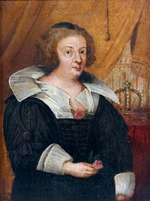 portrait of a woman with a rose in her left hand