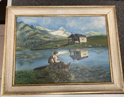 un tableau représentant un homme et une femme assis sur un bateau